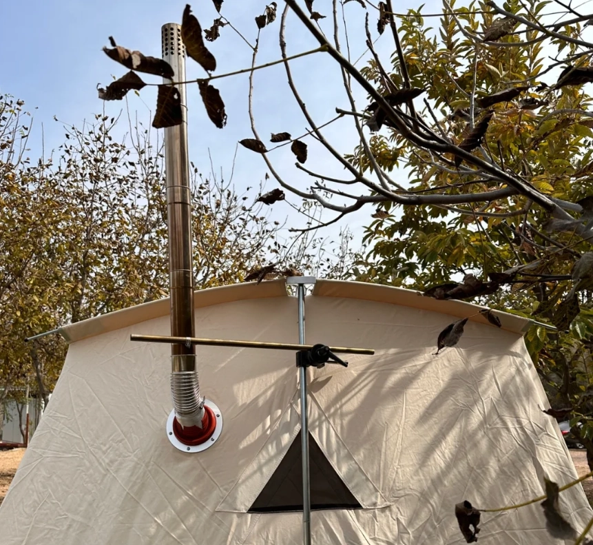 Как установить дымоходную трубу на брезентовую печь-палатку