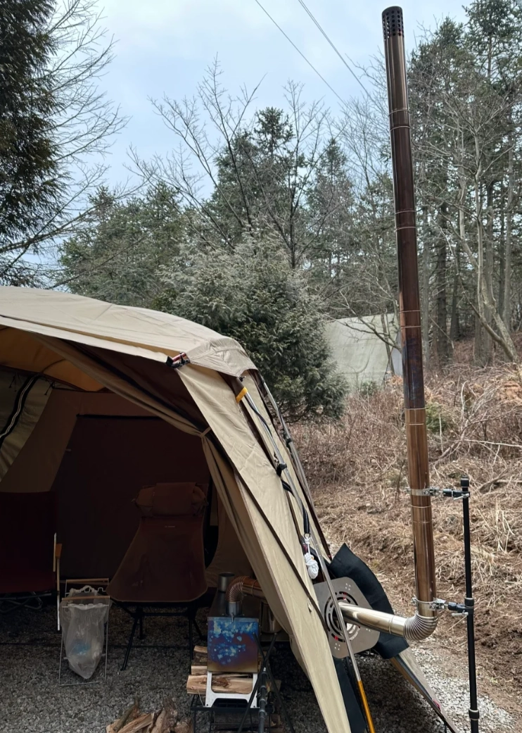 Как установить дымоходную трубу на брезентовую печь-палатку