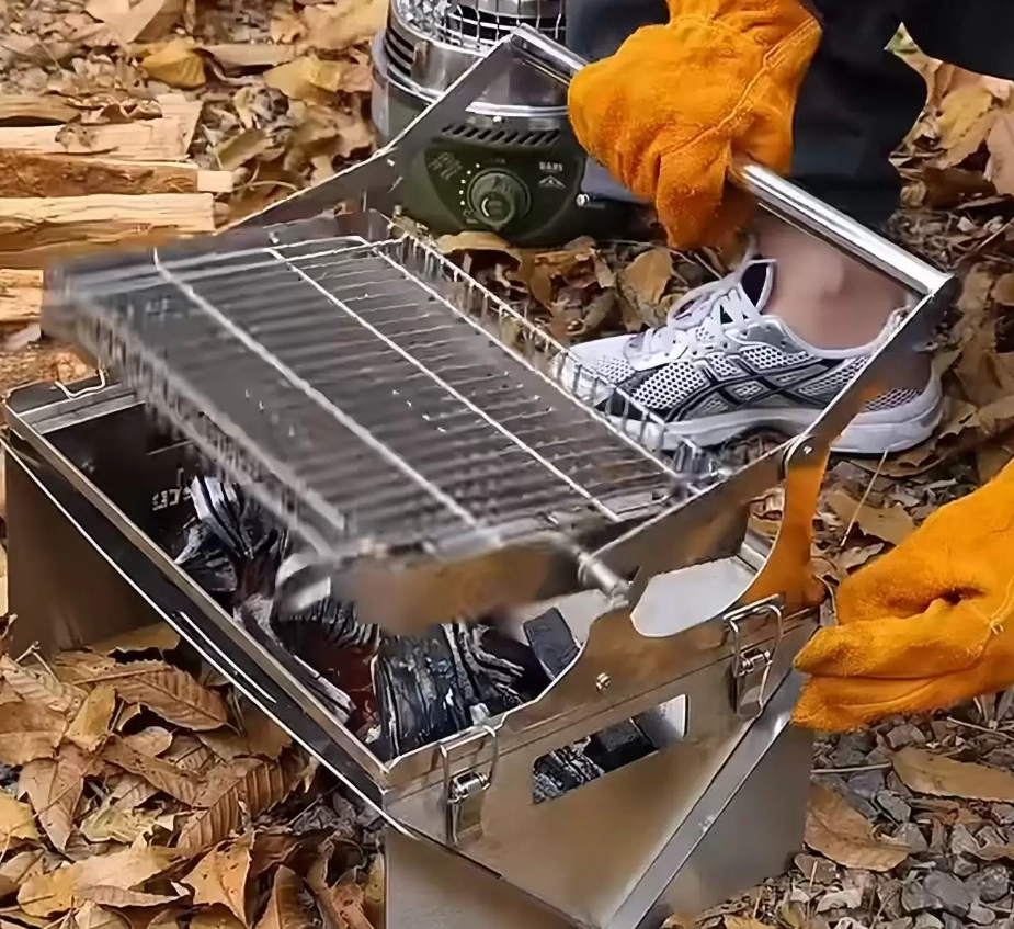 портативный угольный гриль складной